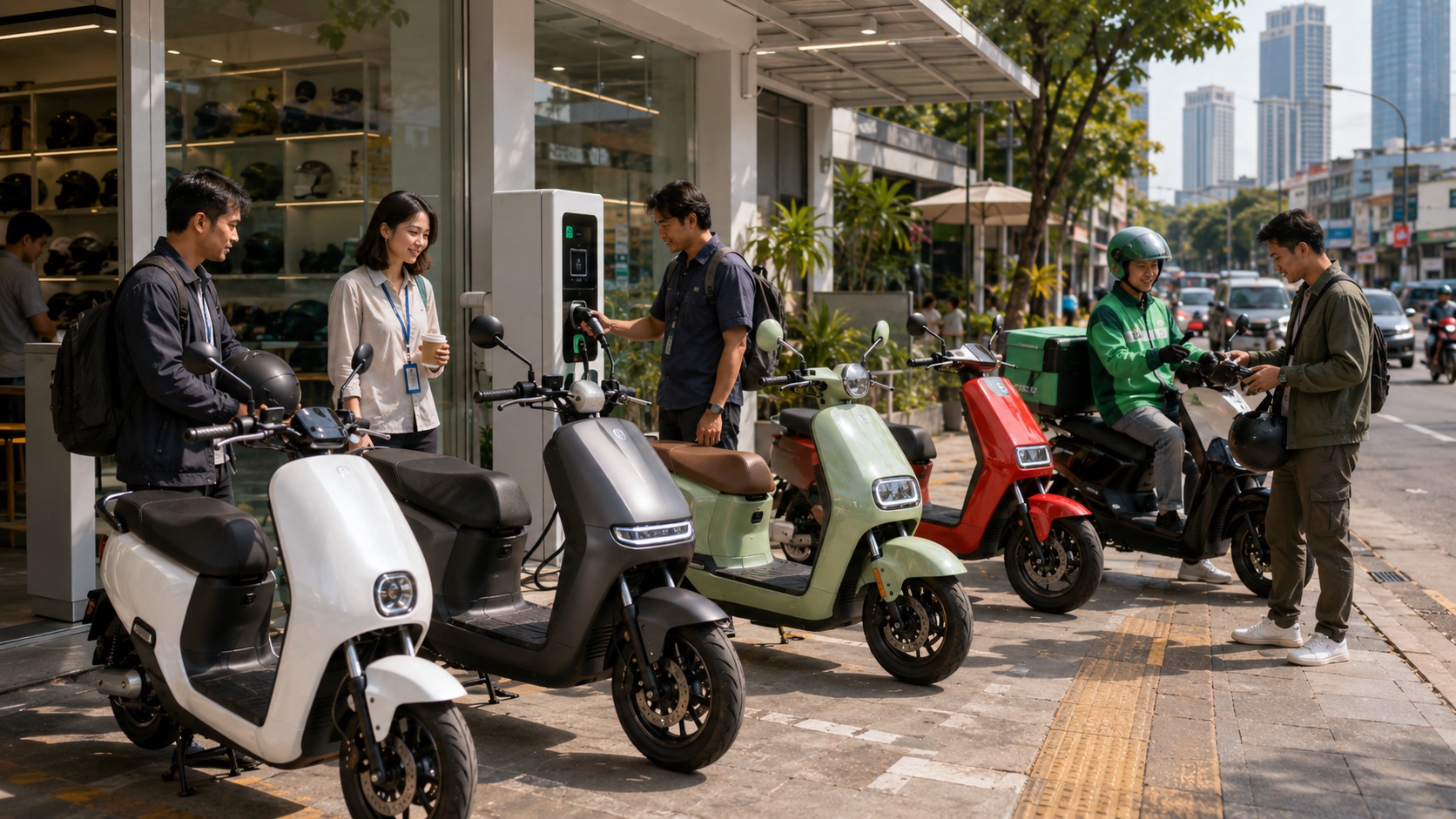 Giá cạnh tranh, nhiều mẫu xe và trạm sạc mở rộng đang thúc đẩy xe điện tại Indonesia - Ảnh minh họa: ChatGPT