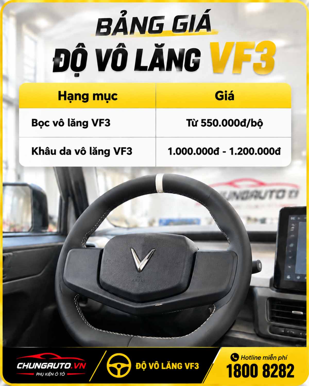 Bảng giá tham khảo độ vô lăng VF3