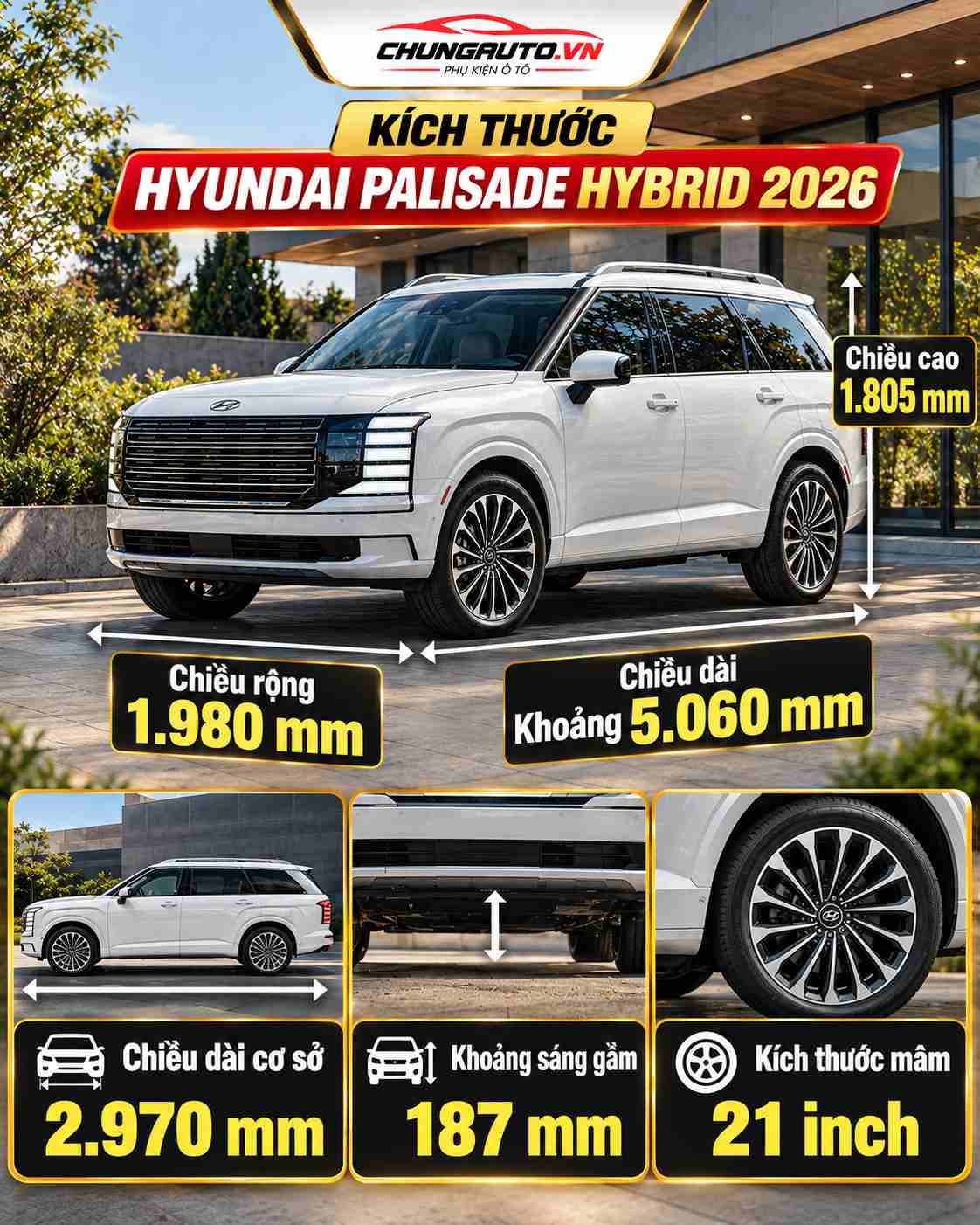Kích thước Hyundai Palisade Hybrid 2026