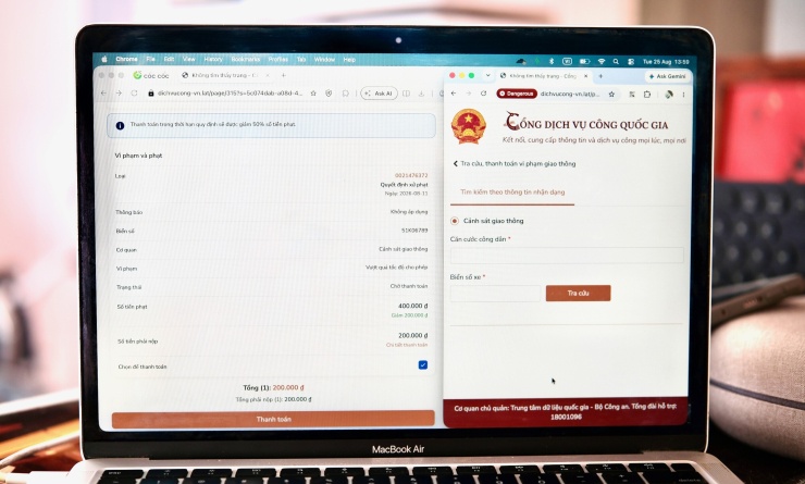 Giao diện website giả mạo thông báo phạt nguội. Ảnh: Phạm Hải
