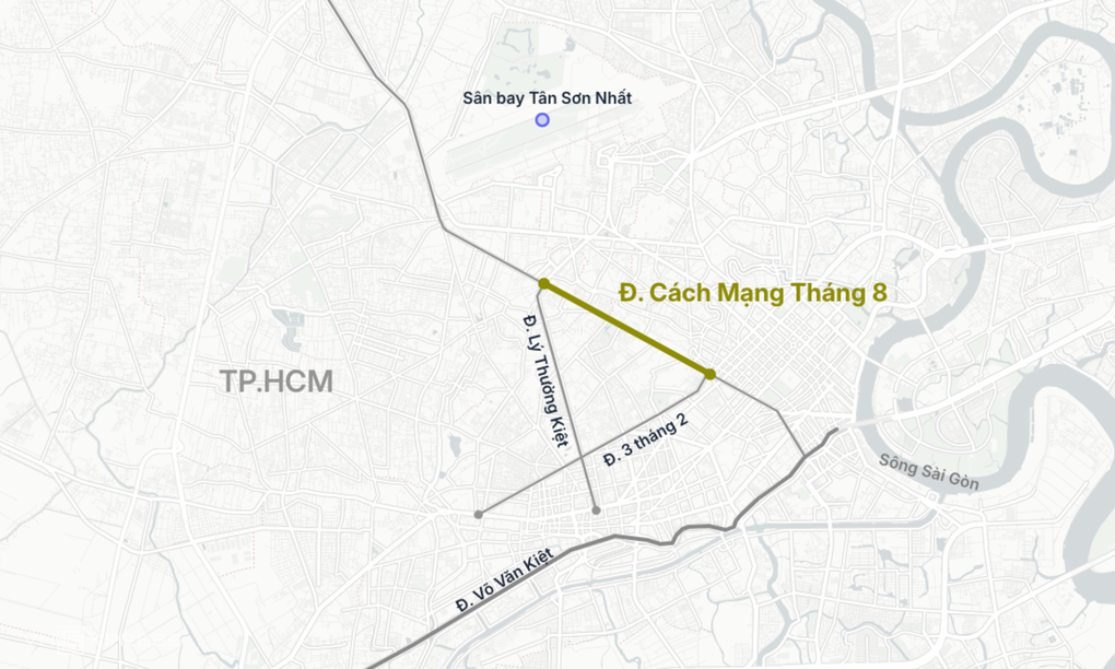 Đoạn đường Cách Mạng Tháng Tám cấm ôtô theo hướng vào trung tâm. Đồ họa: Hoàng Thanh