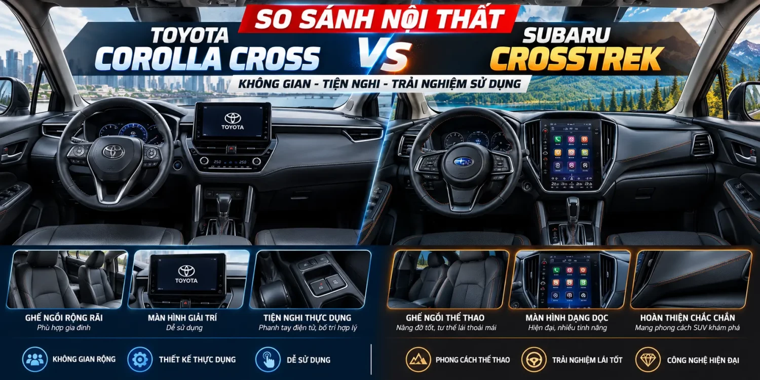 Nội thất Corolla Cross và Subaru Crosstrek