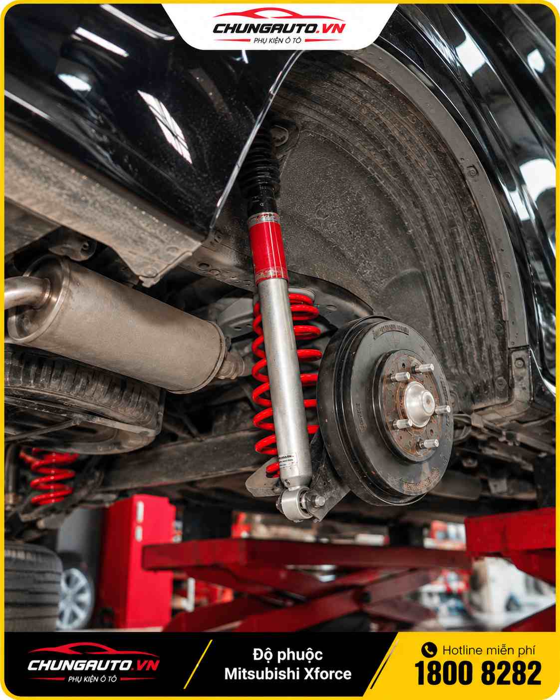 Hình ảnh thực tế sau khi độ phuộc Mitsubishi Xforce tại hệ thống treo phía sau