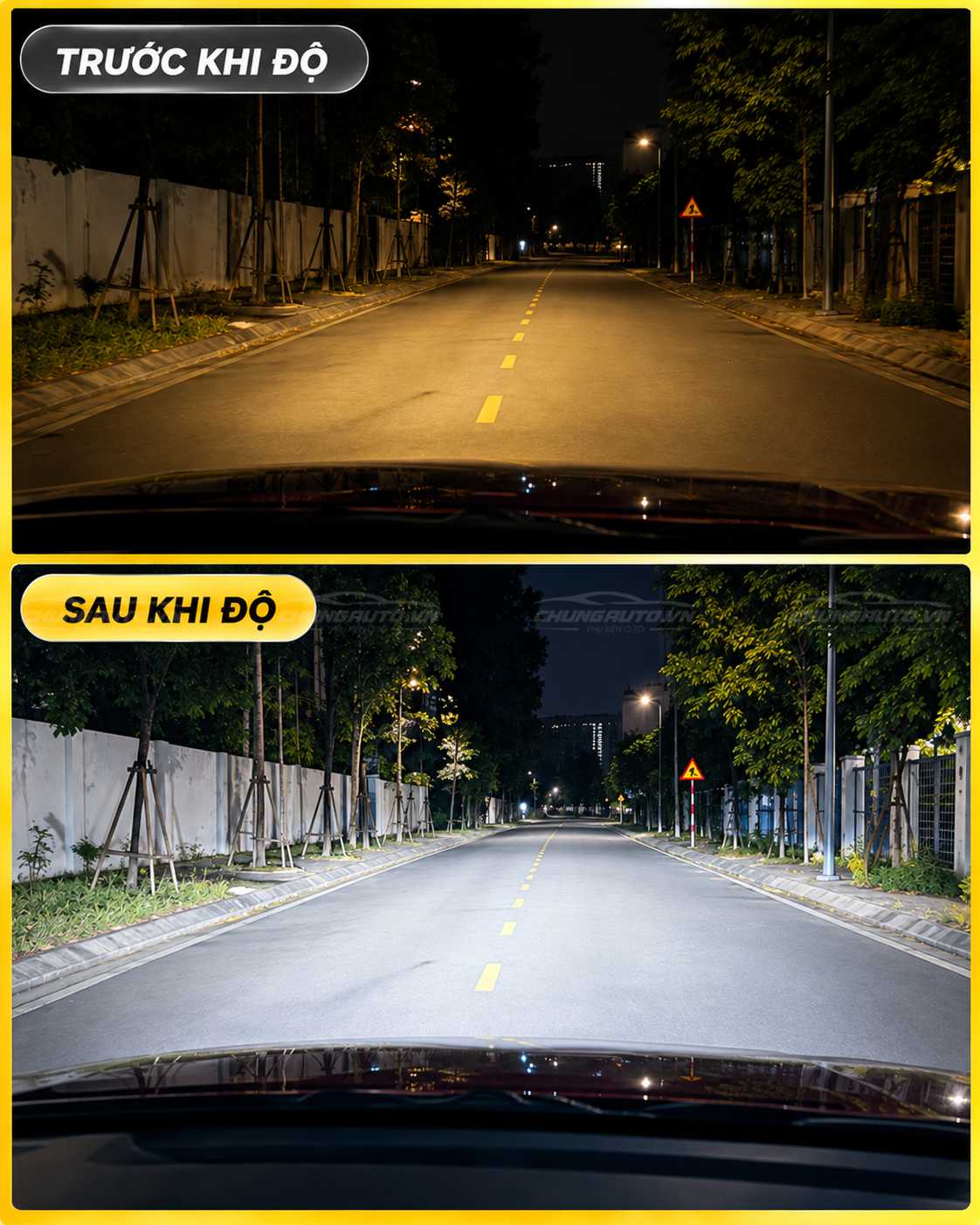So sánh trước và sau khi độ đèn Santa Fe