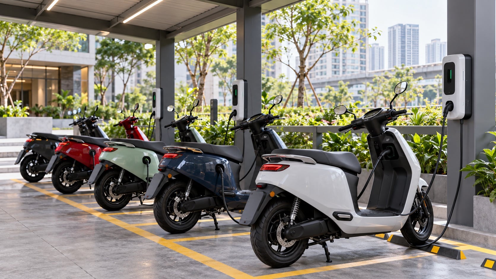 Hạ tầng sạc thuận tiện giúp việc sử dụng xe máy điện trở nên dễ dàng hơn (Ảnh minh họa: ChatGPT)