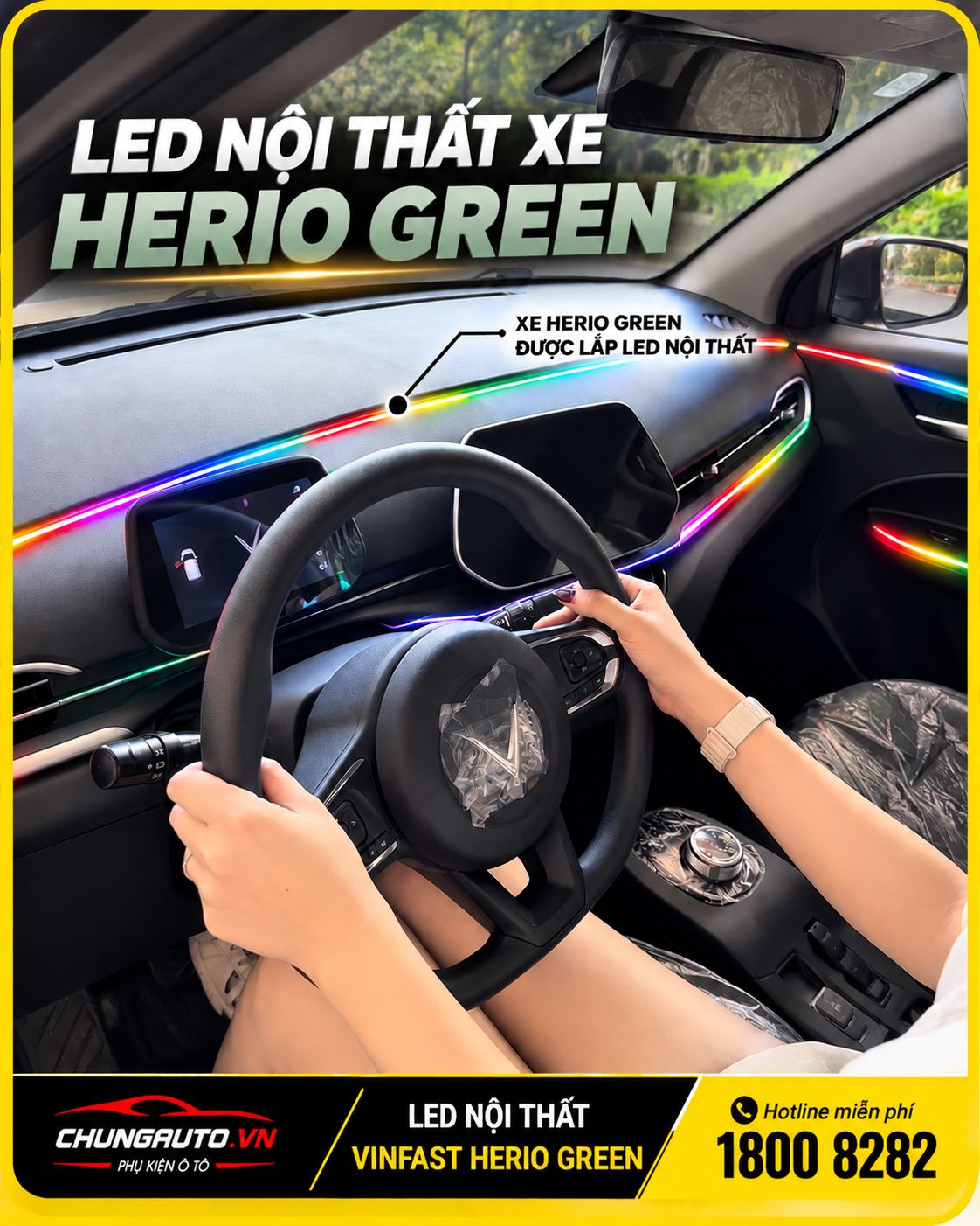LED nội thất Herio Green trong xe