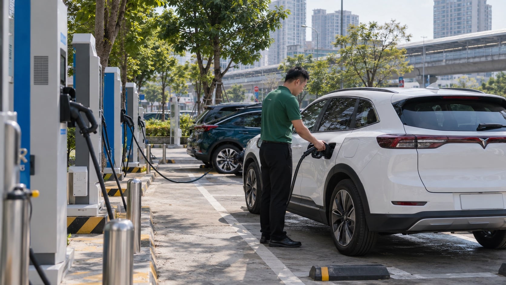Hạ tầng trạm sạc được mở rộng để đáp ứng nhu cầu ngày càng tăng của các phương tiện sử dụng điện. (Ảnh minh họa: AI)