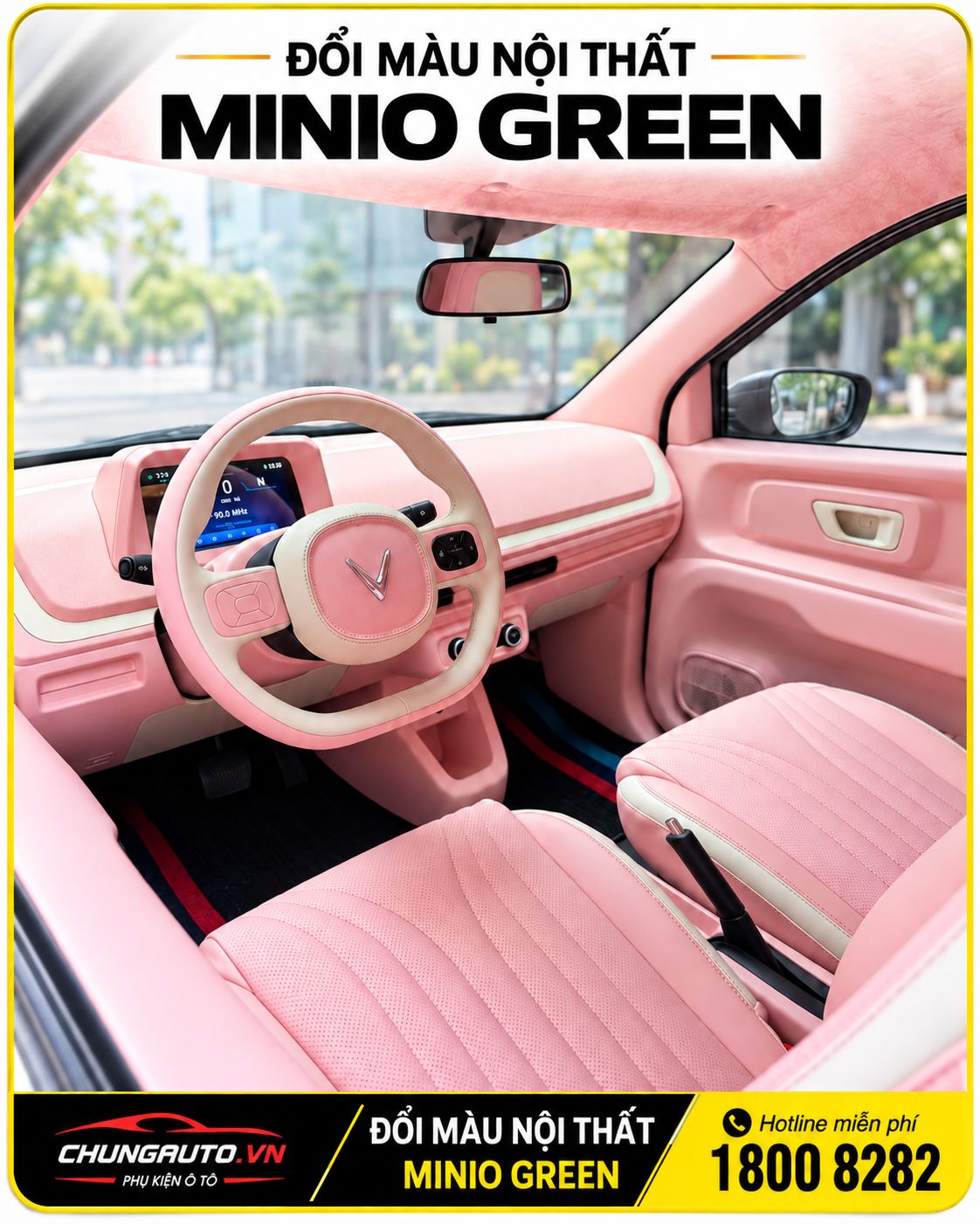 Đổi màu nội thất Minio Green tông hồng