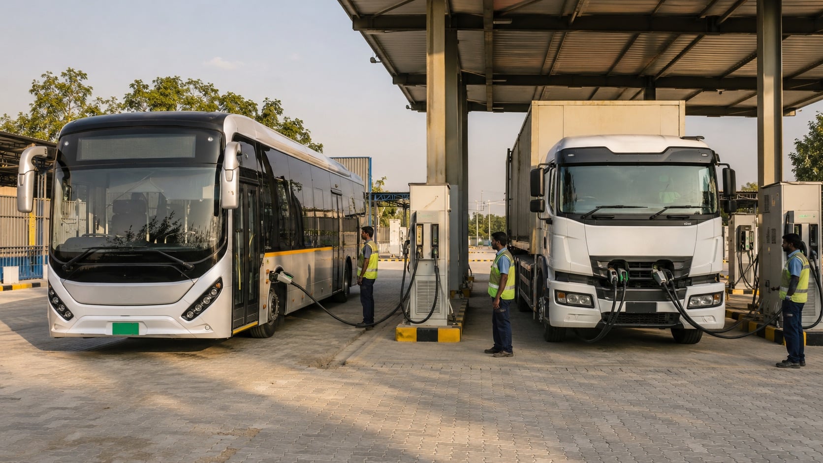 Trạm sạc công suất lớn rút ngắn thời gian chờ cho xe buýt và xe tải điện (Ảnh minh họa: ChatGPT)