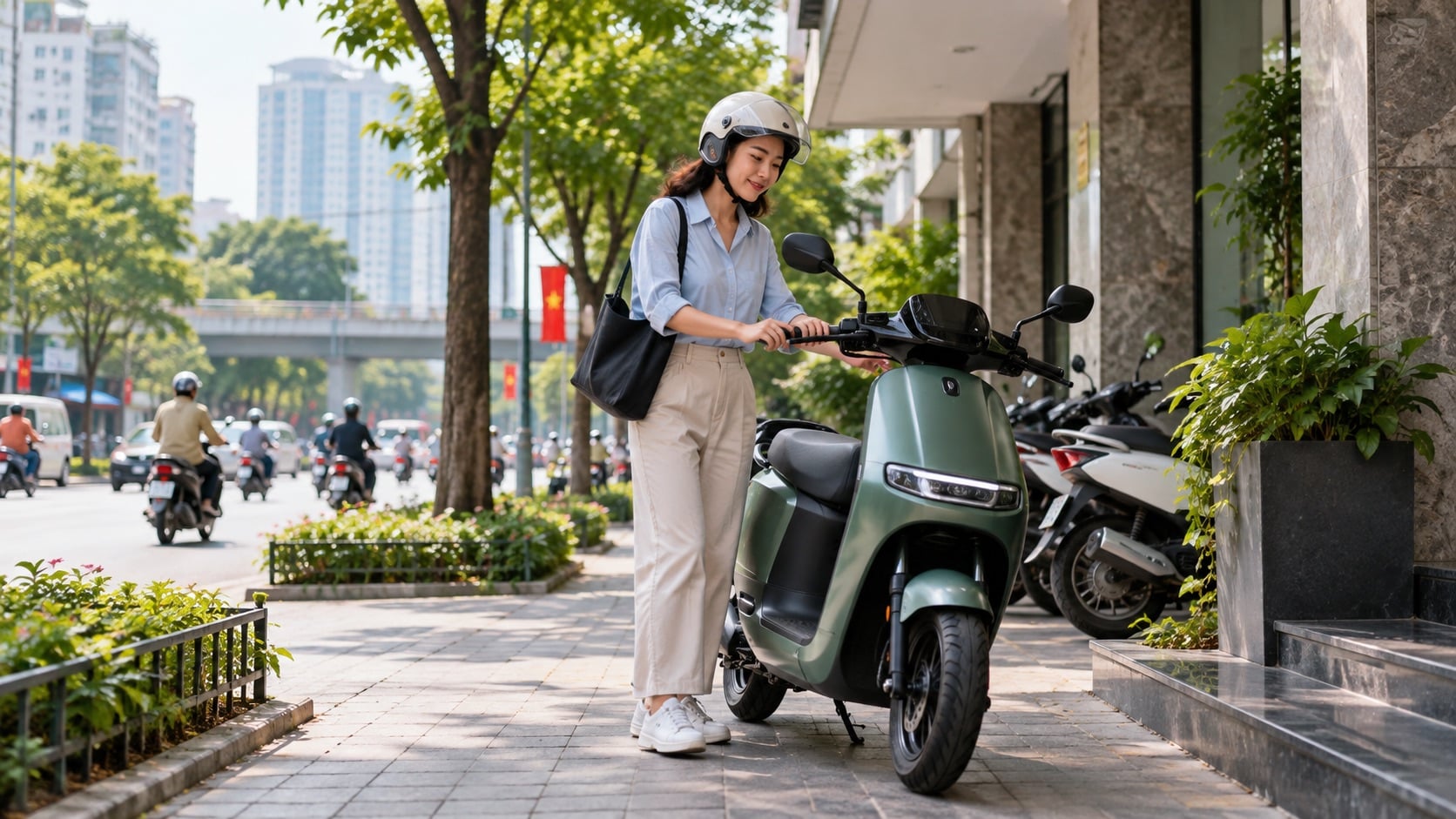 Xe máy điện được nhiều người lựa chọn nhờ khả năng vận hành êm và tiết kiệm chi phí (Ảnh minh họa: ChatGPT)