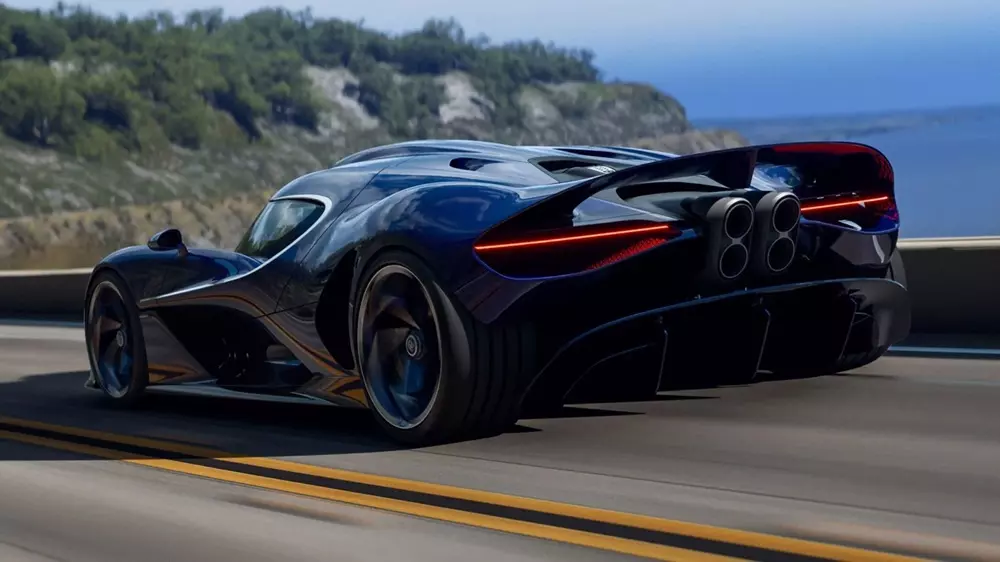 Bugatti Destrier sở hữu màu sơn xanh đậm với các chi tiết nhôm đánh bóng