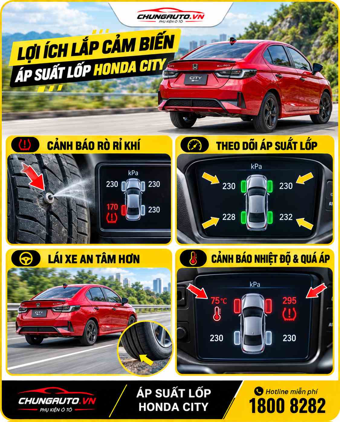 Lợi ích lắp áp suất lốp Honda City