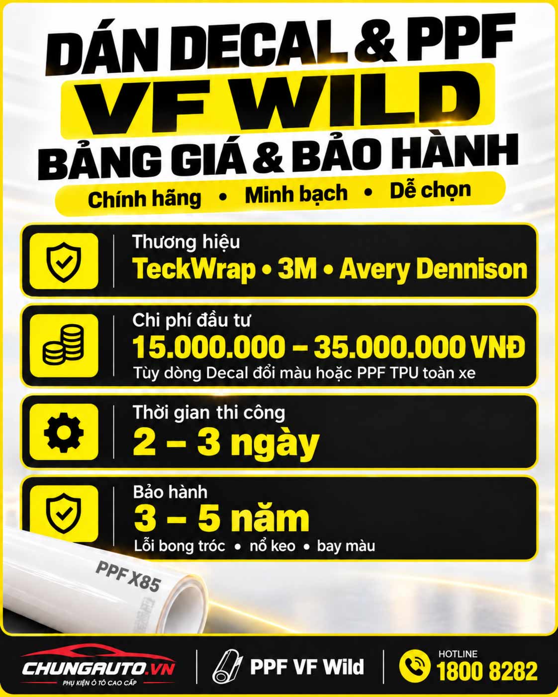 Bảng giá dán decal VF Wild