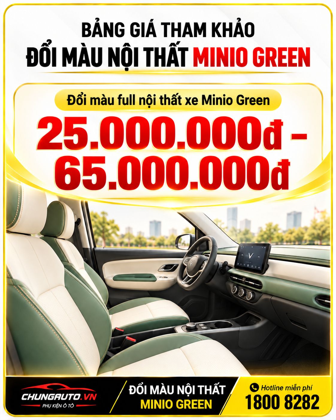 Giá tham khảo đổi màu nội thất Minio Green