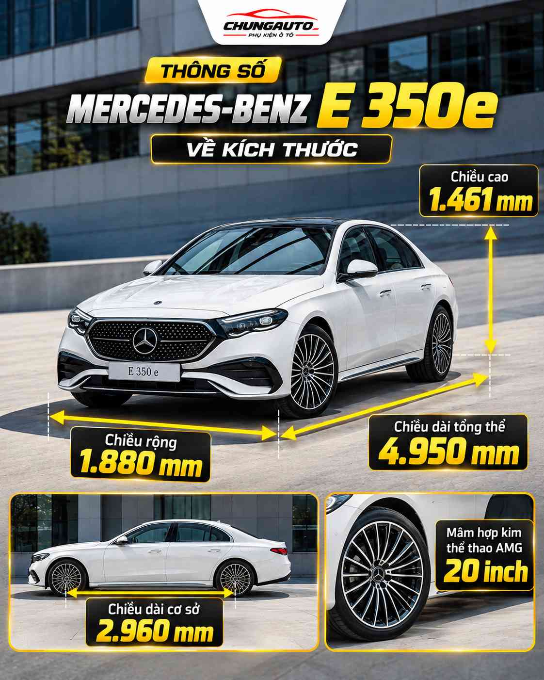 Thông số Mercedes-Benz E 350e về kích thước