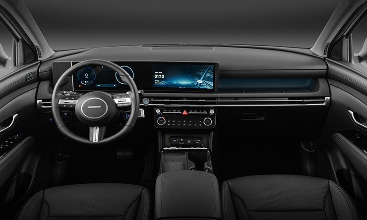 Khoang lái số hóa hiện đại trên Hyundai Tucson 2026 với cụm màn hình cong đôi 12,3 inch