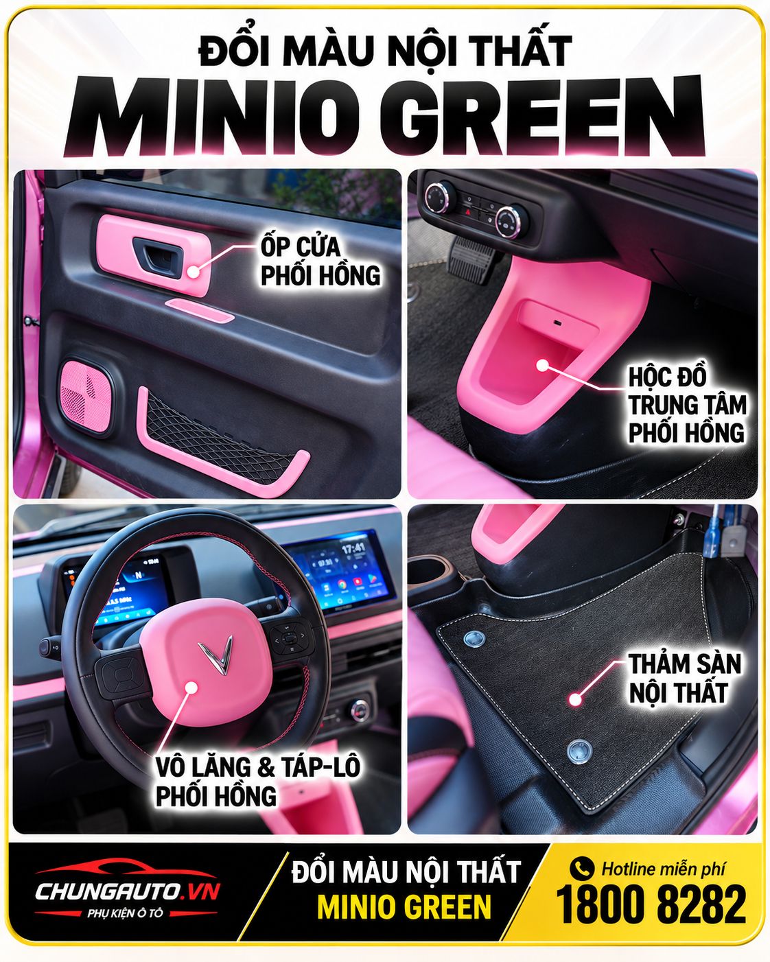 Đổi màu nội thất Minio Green từng bộ phận