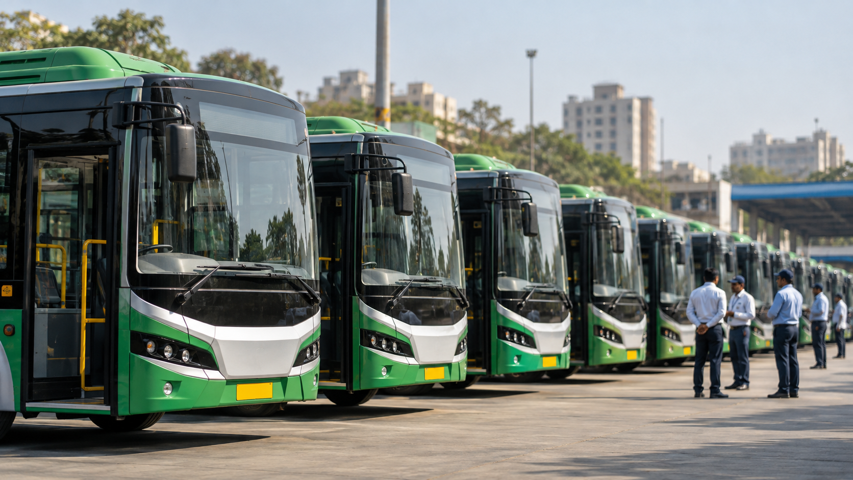 Ấn Độ đẩy mạnh đầu tư, mở rộng đội xe buýt điện nhằm giảm phát thải và ô nhiễm không khí. (Ảnh minh họa: ChatGPT)
