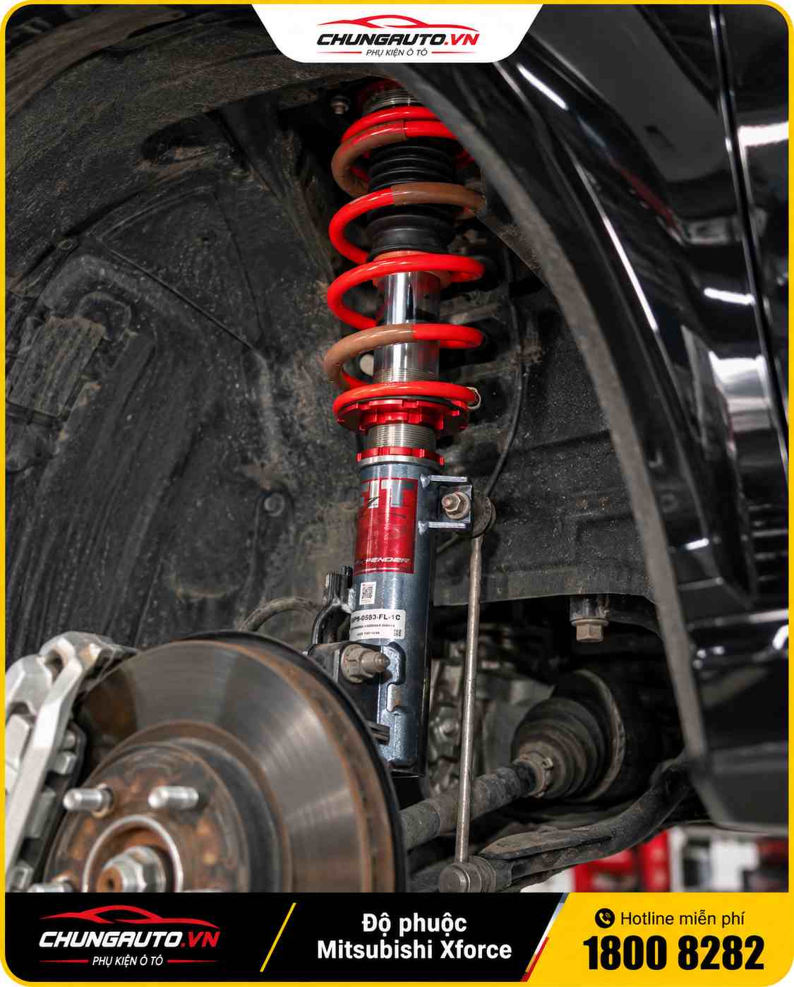 Cận cảnh độ phuộc Mitsubishi Xforce tại hệ thống treo bánh trước