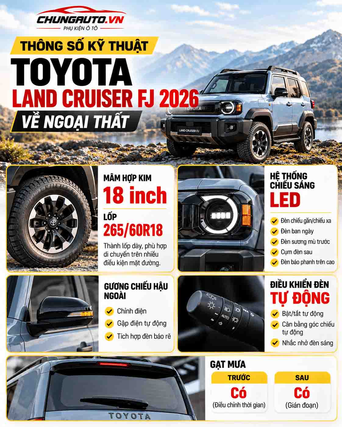 Thông số kỹ thuật Toyota Land Cruiser FJ ngoại thất