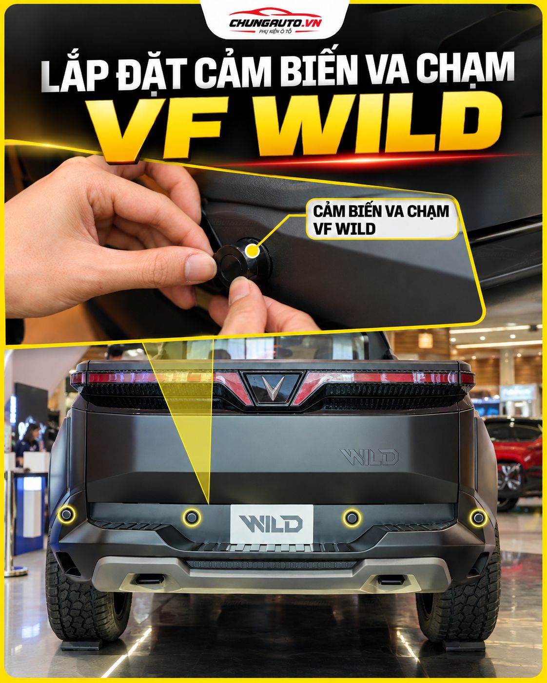 Lắp cảm biến va chạm VF Wild trên xe