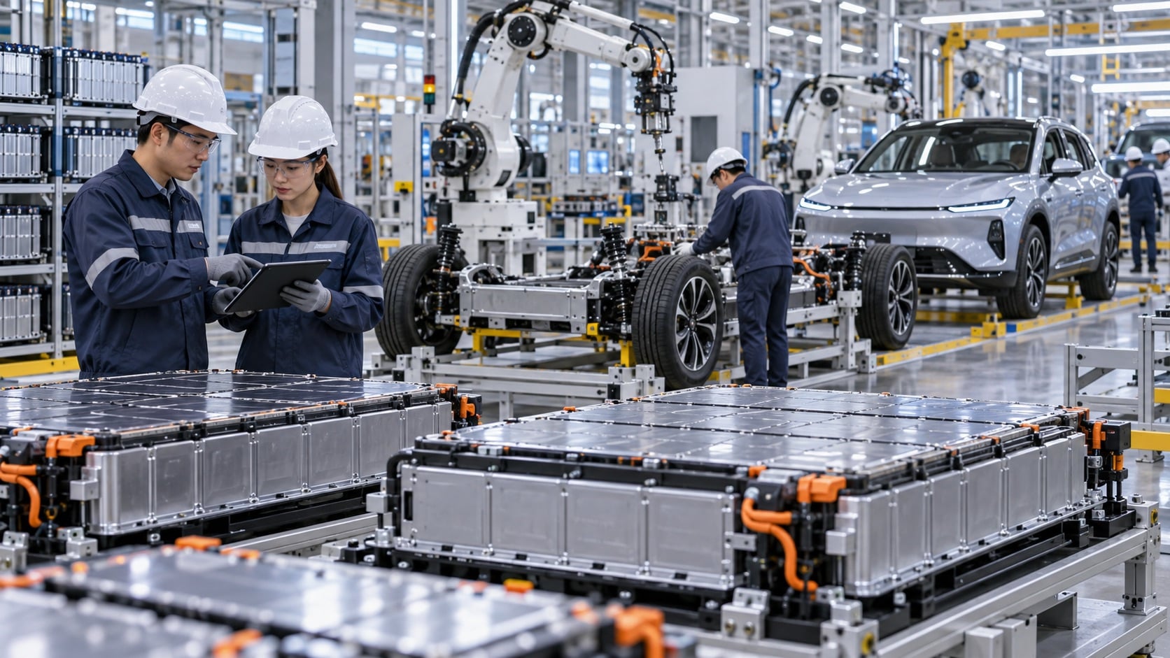 Sản xuất pin trong nước giúp tăng chủ động chuỗi cung ứng. (Ảnh minh họa: ChatGPT)