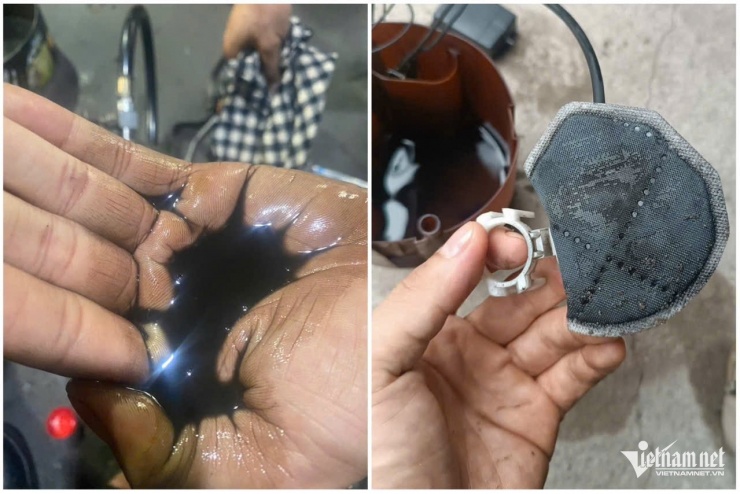 Xăng trên một chiếc xe đời cũ xuất hiện nhiều cặn bẩn sau khi chủ xe chuyển sang dùng xăng E10. Ảnh: Lê Hồng Đại