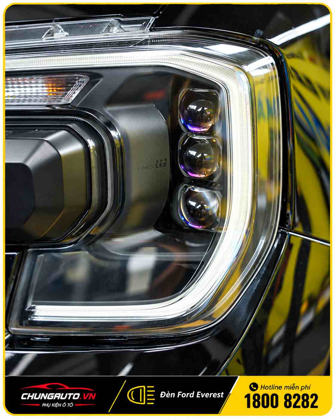 Độ đèn Ford Everest bằng bóng LED tăng sáng