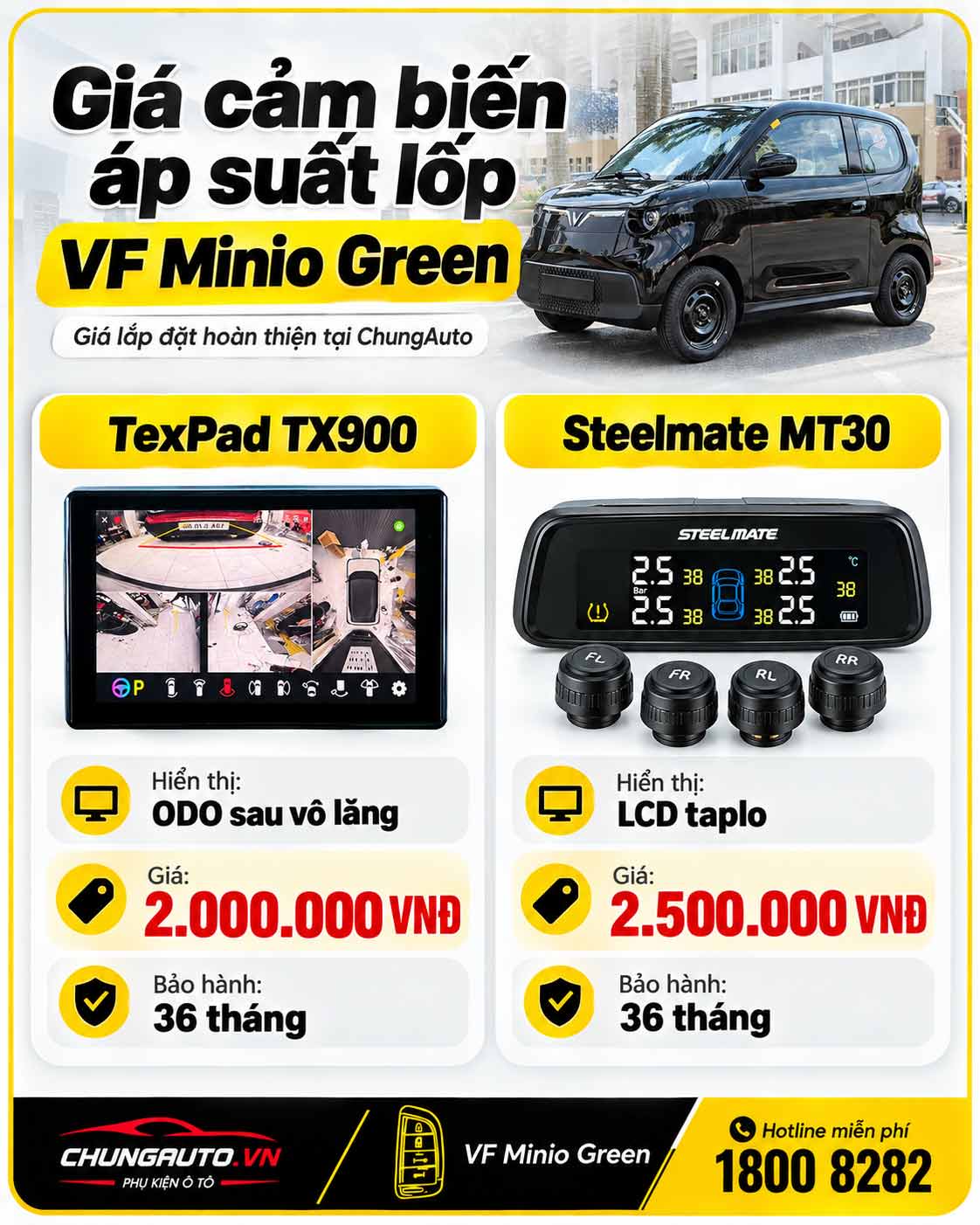 Bảng giá cảm biến áp suất lốp VF Minio Green