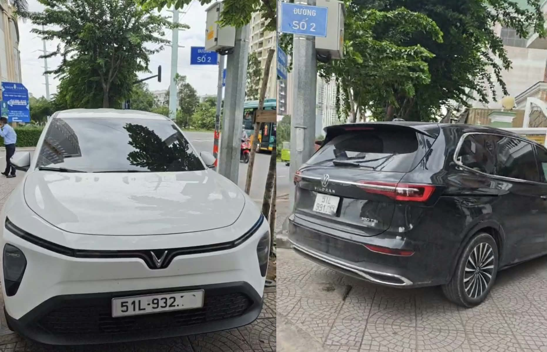 Hình ảnh các xe vi phạm trong phản ánh trên VNeTraffic. (Ảnh chụp màn hình từ video đính kèm)