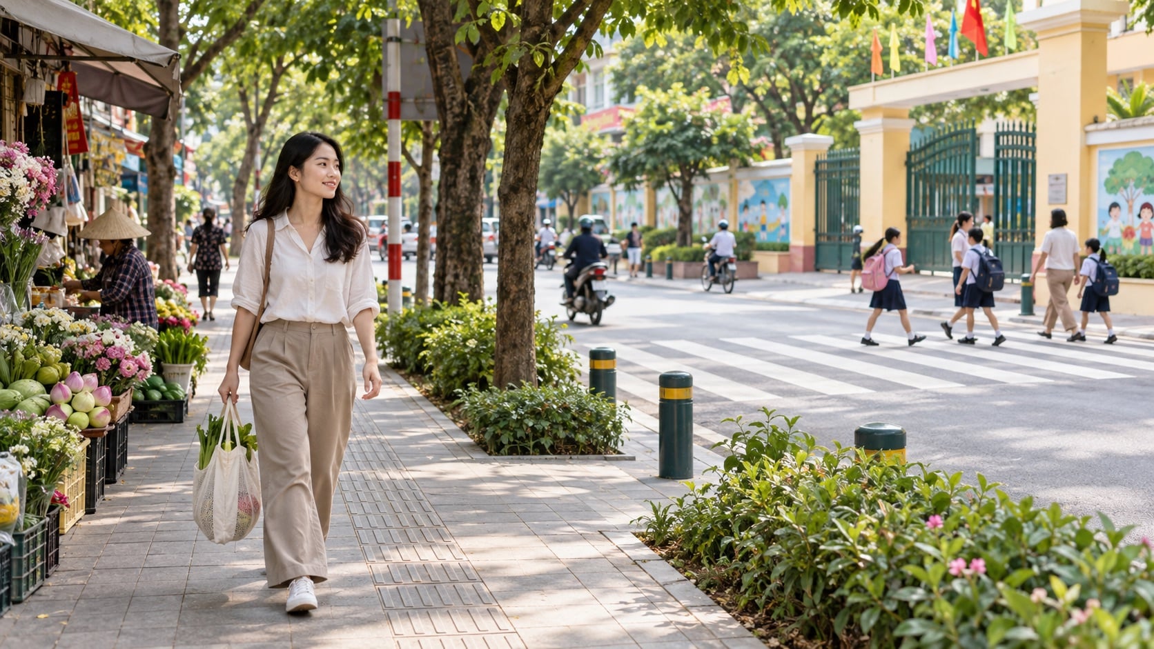 Đi bộ cho những quãng đường ngắn – lựa chọn xanh, đơn giản mỗi ngày. (Ảnh minh họa: ChatGPT)