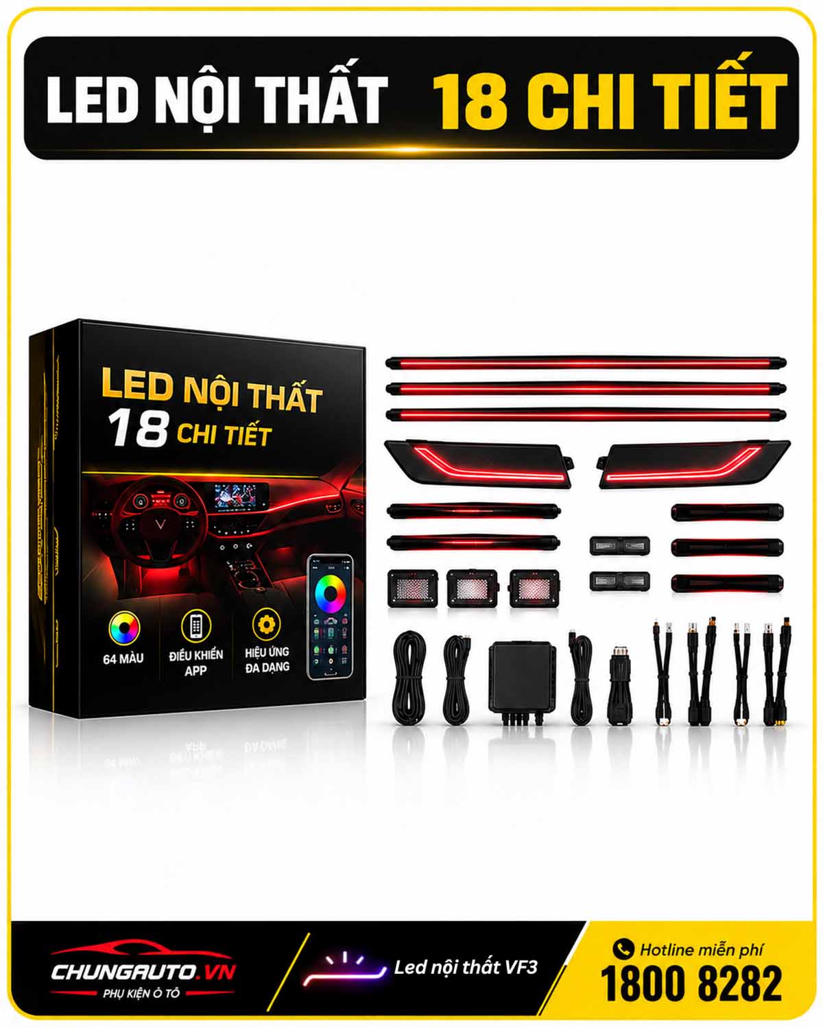 Led nội thất VF3 18 chi tiết