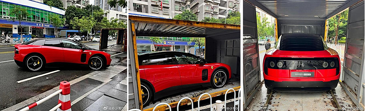 Ferrari Luce trên xe lồng giao tới khách hàng tại Quảng Châu