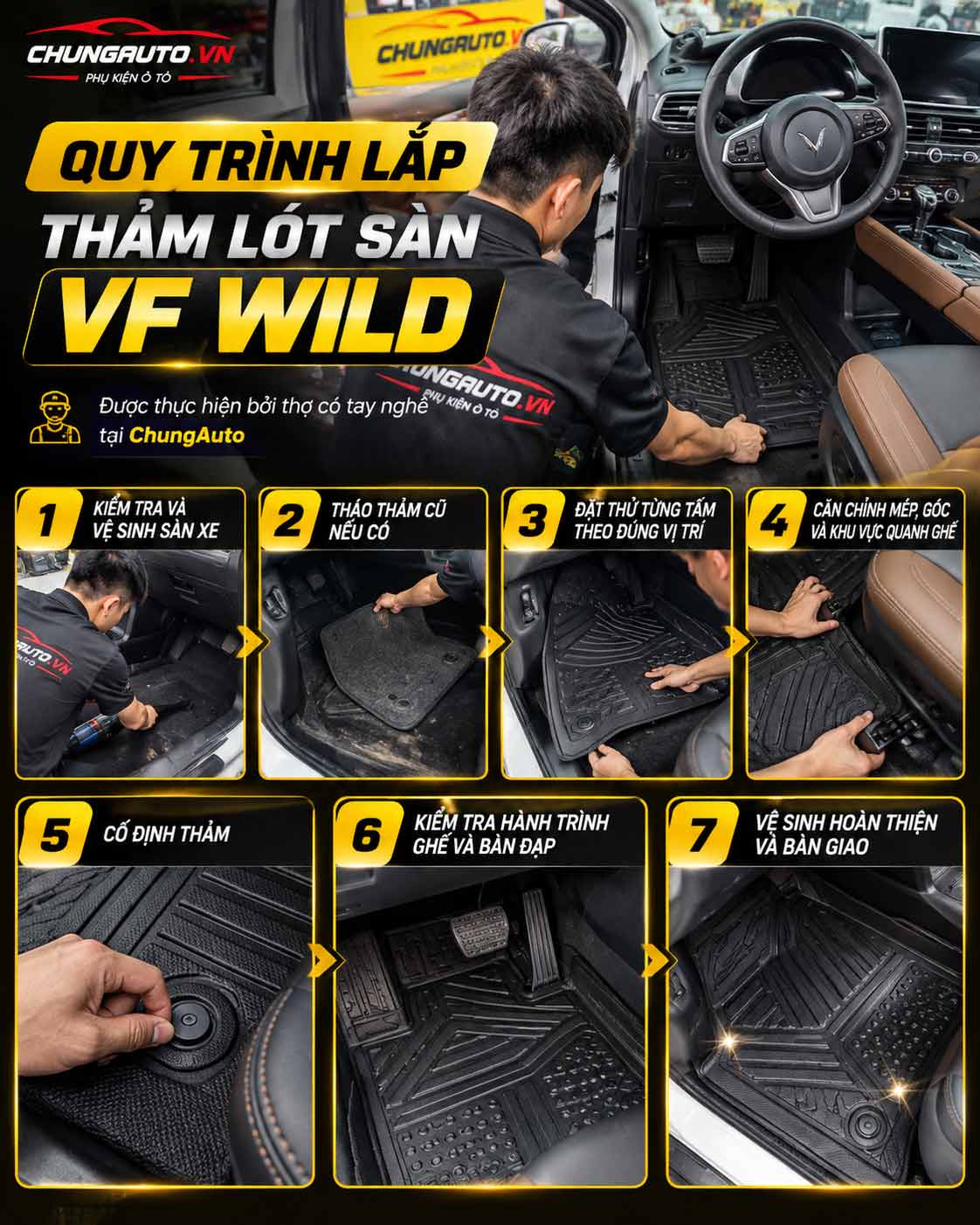 Quy trình lắp thảm lót sàn VF Wild